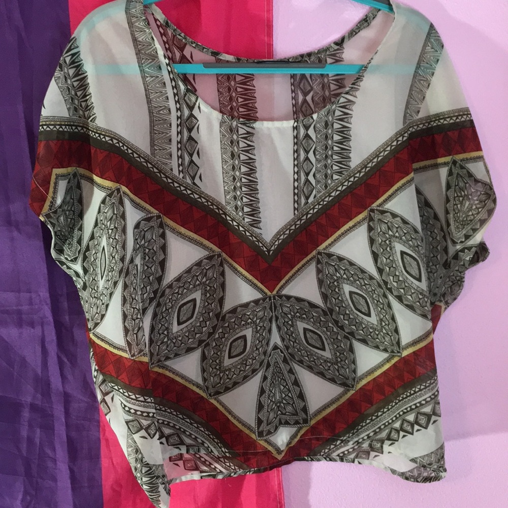 Sleeveless patterned sheer Allen B top